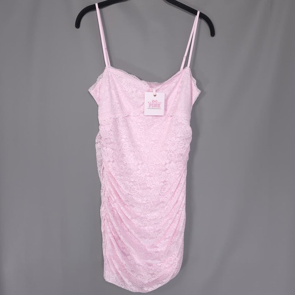 VICTORIA'S SECRET PINK Womens New Slip Dress‎ Pink Lace MEDIUM LOVESHACKFANCY